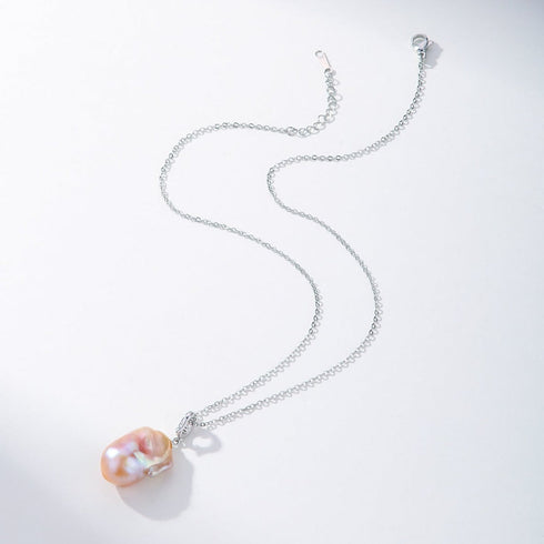 Large Pink Baroque Pearl Pendant Necklace - House Of Pearls